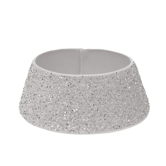 Cglfd Clearance Christmas Tree Collars 15.7x23.6x7.8in Sequin Tree Skirt Glitter Xmas Tree Ring Double-Layer Velvet Tree Skirt Collar Tree Base Cover for Christmas Halloween Party, White