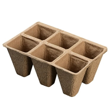Cglfd Clearance Peat Pots Seed Trays Pots Germination Trays 6 Cells Set of 10, Brown