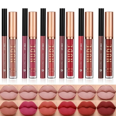 Cglfd Summer Savings Clearance Lip Gloss + Lipliner 2 Sets Not Easy To The Cup Matte Lip Gloss Rotatable Lipliner