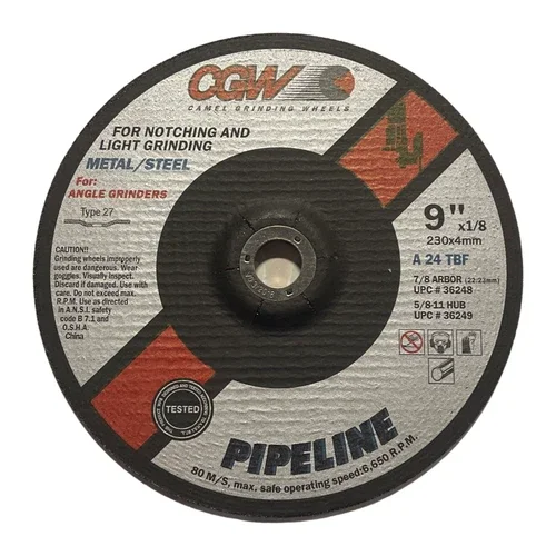 Cgw 9" X 1/8" X 7/8" Pipeline Grinding Wheel Type 27 For Angle Grinders