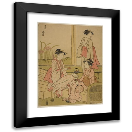 Chobunsai Eishi 11x14 Black Modern Framed Museum Art Print Titled - The Fifth Month (Gogatsu), from the Series ‘The Twelve Months (Juni Toki)’ (C. 1791)