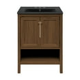 thumbnail image 1 of Château 24" Freestanding Bathroom Vanity in Brown Oak with Black 3-Hole Centerset Sink Top, 1 of 5
