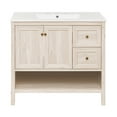 thumbnail image 1 of Château 36" Freestanding Bathroom Vanity in White Oak with 3-Hole Widespread Sink Top, 1 of 5