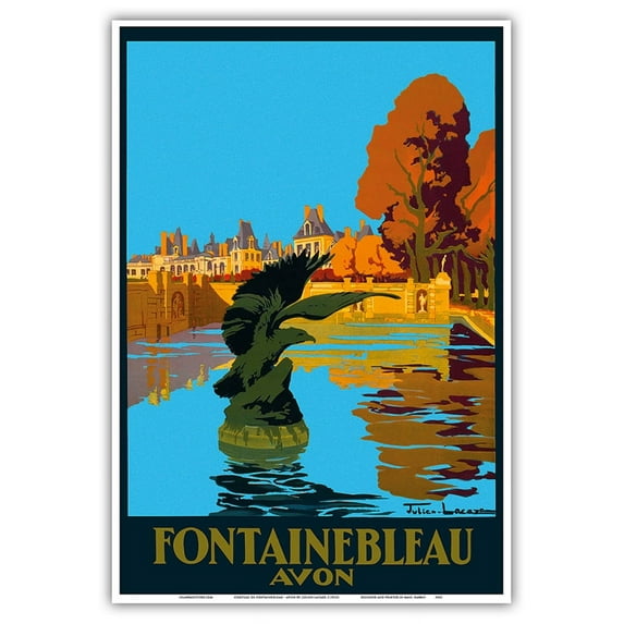 Château de Fontainebleau - Avon - France - Paris-Lyon-Méditerranée Railway - Vintage Railroad Travel Poster by Julien Lacaze c.1920s - Master Art Print (Unframed) 13in x 19in