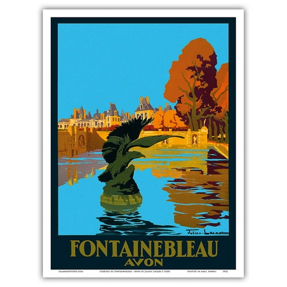Château de Fontainebleau - Avon - France - Paris-Lyon-Méditerranée Railway - Vintage Railroad Travel Poster by Julien Lacaze c.1920s - Master Art Print (Unframed) 9in x 12in