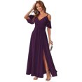 thumbnail image 1 of Ch23ss18wish Cross-Border V-neck Drop-Shoulder Sleeve a-Swing Evening Dress Dress Split Stretch High Waist Prom Dress, 1 of 6