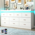 thumbnail image 1 of ChVans 10 Drawer Dresser with LED Lights and Charging Station, 70" Wide wood Chest of Drawers and Metal Handles, 39.8" Tall drawers dresser for bedroom, Living Room, Entryway, Hallway, 1 of 6
