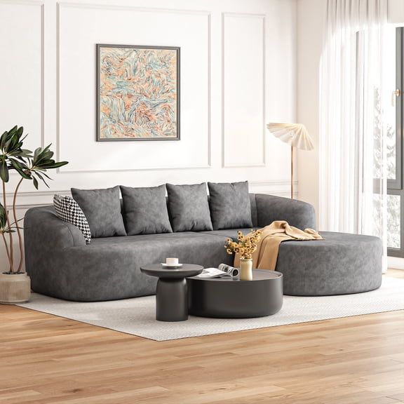 ChVans 97'' L-Shape Curved Sectional Sofa with Chaise, Modern Luxury Chenille Cloud Couch, Modular Sectional Sofa, Heavy Duty Oversized Deep Seat 3-Seater for Living Room, No Assembly Required