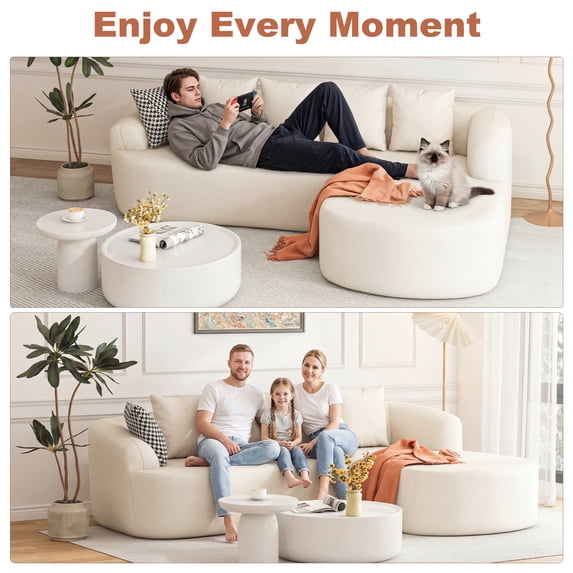 ChVans 97'' L-Shape Curved Sectional Sofa with Chaise, Modern Luxury Chenille Cloud Couch, Modular Sectional Sofa, Heavy Duty Oversized Deep Seat 3-Seater for Living Room, No Assembly Required
