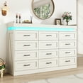 thumbnail image 1 of ChVans 12 Drawer Dresser with LED Light and Charging Station, 71" Wide 46" Tall Farmhouse Large Chest of Drawers for Closet, Large Wide Drawer Organizer Cabinet for Bedroom, Living Room, 1 of 8