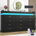 thumbnail image 1 of ChVans 12 Drawer Dresser with LED Lights and Charging Station, 70" Wide wood Chest of Drawers and Metal Handles, 45.7" Tall drawers dresser for bedroom, Living Room, Entryway, Hallway, 1 of 8