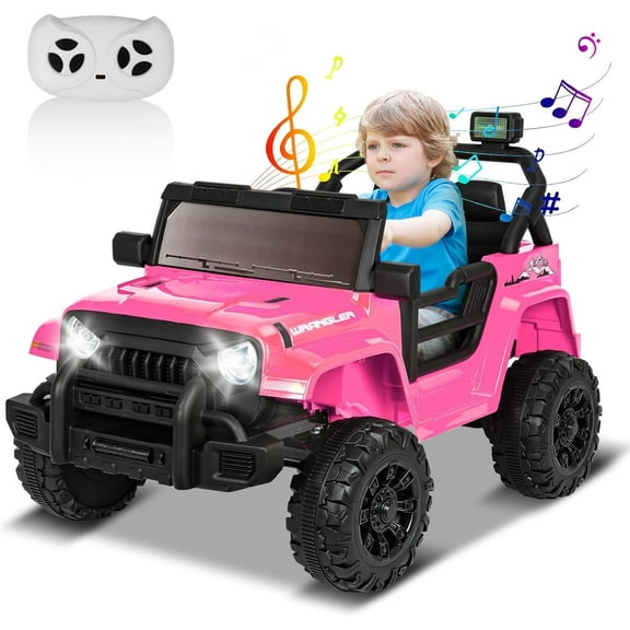ChVans 12V Kids Electric Ride on Car, Kid Car with Parents Remote Control, Kids' Electric Vehicle, Battery Powered Wheels Truck with USB Ports, MP3 Player, for Boys, Girls