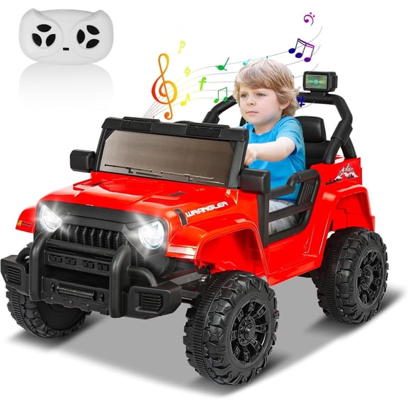 ChVans 12V Kids Electric Ride on Car, Kid Car with Parents Remote Control, Kids' Electric Vehicle, Battery Powered Wheels Truck with USB Ports, MP3 Player, for Boys, Girls