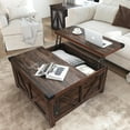 thumbnail image 1 of ChVans 35.6" Square Lift Top Coffee Table, Farmhouse Coffee Table with Storage & Charging Ports, Wood Center Table w/Large Hidden Space for Living Room Home Office, Brown, 1 of 6