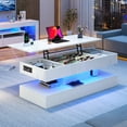 thumbnail image 1 of ChVans 47.3" Large Lift Top Coffee Table with Charging Station & LED Lights, Black High Glossy LED Coffee Table with Hidden Compartment Storage, Modern Living Room Tables with Marbling Print, 1 of 7