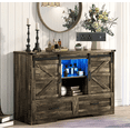 thumbnail image 1 of ChVans 47'' Farmhouse Dresser with LED Light & Power Outlet,  2 Drawers, 2 Sliding Doors, 2 Storage layers, Rustic Dresser TV Stand for 60in TV, Wood Storage Cabinet for Bedroom, Living Room, Hallway, 1 of 9