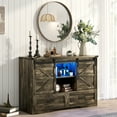 thumbnail image 1 of ChVans 47'' Farmhouse Dresser with LED Light & Power Outlet,  2 Drawers, 2 Sliding Doors, 2 Storage layers, Rustic Dresser TV Stand for 60in TV, Wood Storage Cabinet for Bedroom, Living Room, Hallway, 1 of 10