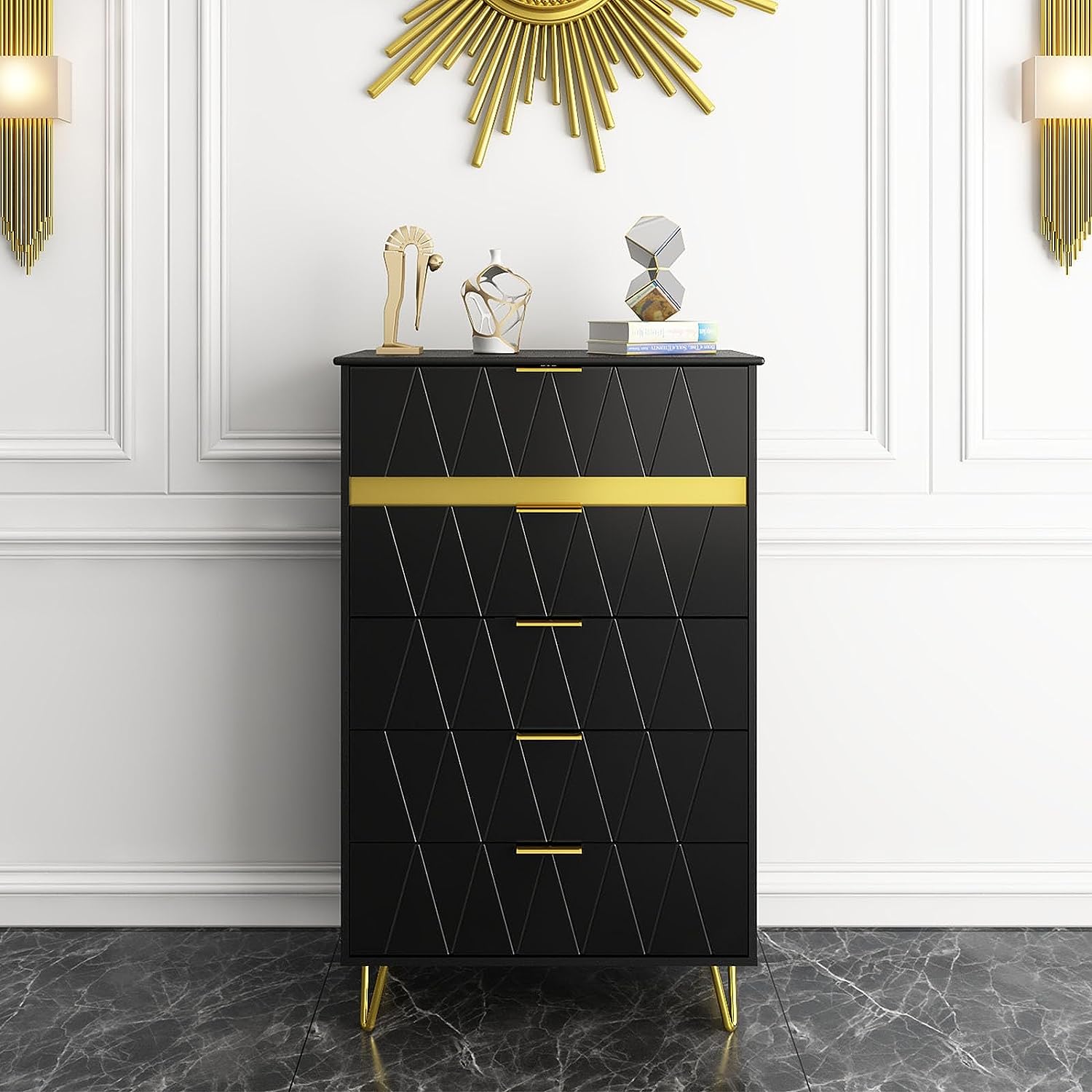 Cubiker 5 Drawer Dresser, Dresser for Bedroom, Chest of Drawers