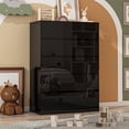 thumbnail image 1 of ChVans 6 Drawer Dresser for Bedroom, 44.7" Tall 31.5" Wide Modern High Gloss Black Dresser with Wood Chest of Drawer Handle Free, Long Dresser for Bedroom, Living Room, Entryway, Hallway, 1 of 9