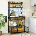 thumbnail image 1 of ChVans 64.4" Bakers Rack with LED light & Power Outlets, 5 Tier Microwave Stand with Storage Cabinet and Drawers, 1 of 7
