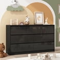 thumbnail image 1 of ChVans 7 Drawer Dresser for Bedroom, 55" Modern High Gloss Black Dresser with Wood Chest of Drawer Handle Free, Long Dresser for Bedroom, Living Room, Entryway, Hallway, 1 of 9