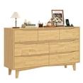 thumbnail image 1 of ChVans 7 Drawer Dresser with Power Outlets, Solid Wood Dresser for Bedroom, Mid-Century Modern Closet Dresser w/ Groove Handle for Living Room Hallway Entryway, 1 of 9