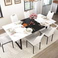 thumbnail image 1 of ChVans 7 Pcs Dining Table Set for 4-6 People with Chairs,71" Kitchen Dinner Table W/Waterpoof Wooden Tabletop,6 PCS Upholstered PU Chairs,Rectangular Wood Tables W/Adjustable Leg for Home Dining Room, 1 of 8