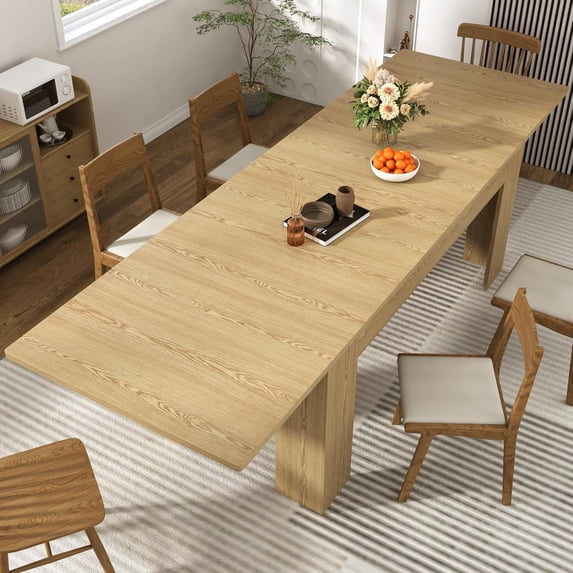 ChVans 70.8"-110" Extendable Dining Table for 6-12 Person, Large Wood Kitchen Table, Rectangular Table for Gatherings, Meeting for Small Kitchens, Dining Office Areas