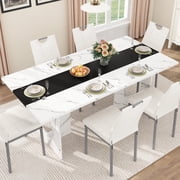 ChVans 70.9" Large Kitchen Dining Room Table for 6-8 People, Rectangular Wooden Kitchen Table with Heavy Duty Legs, Modern Dinner Furniture Last Forever, Wood Grain