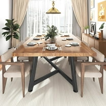 ChVans  72" Large Solid Wood Dinner Table for 4-8 Person, Modern Farmhouse Kitchen Table with Adjustable Heavy Duty Metal Leg, Rectangular Dining Table for Gathering, Kitchen, Dining Living Room