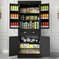 thumbnail image 1 of ChVans 72" Tall Kitchen Pantry with 4 Doors, Storage Cabinet with 1 Large Drawer 6 Hanging Shelves, Freestanding Cupboard for Dining Room Living Room, 1 of 8
