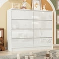 thumbnail image 1 of ChVans 8 Drawer White Dresser for Bedroom, Modern High Gloss 8 Drawers Double Dressers, Wood Chest of Drawer Handle Free,Long Dresser for Bedroom,Living Room,Entryway,Hallway, 1 of 9
