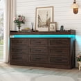 thumbnail image 1 of ChVans 9 Drawer Dresser with LED Light and Charging Station, Farmhouse Chest of Drawers for Closet, Wide Drawer Organizer Cabinet for Bedroom, Living Room, 1 of 7
