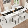 thumbnail image 1 of ChVans 95" Large Kitchen Dining Room Table for 10-12 People, Rectangular Wooden Kitchen Table with Heavy Duty Legs, Modern Dinner Furniture Last Forever, Wood Grain, 1 of 7