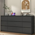 thumbnail image 1 of ChVans Black 9 Drawers Dresser with Charging Station, 63" Long Modern Dresser with 9 Drawers for Bedroom, Large Wood Chest of Drawers Handle Free, Dresser for Bedroom, Living Room, Hallway, 1 of 10