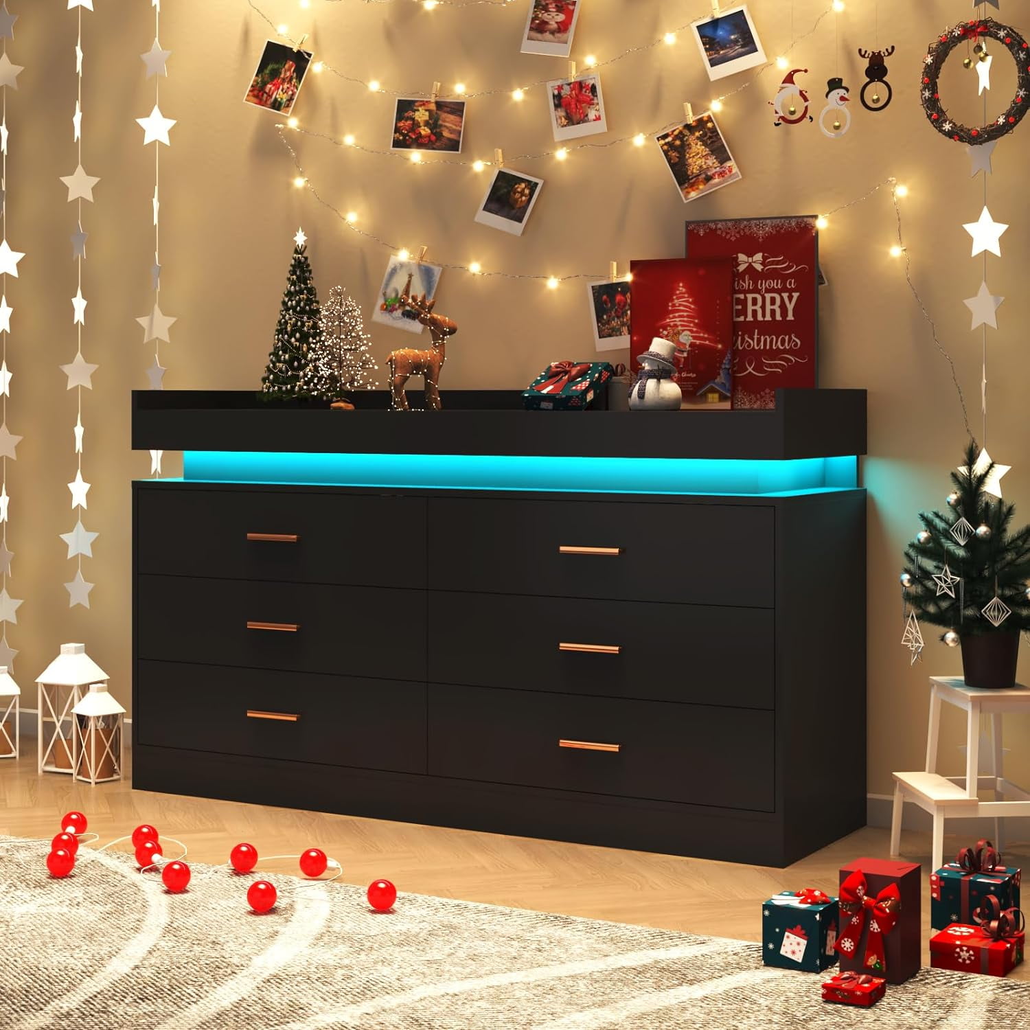 kids black dresser 6-Drawer Office Storage Cabinet by Naomi Home Color Black