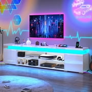 ChVans Extra Long TV Stand for up 100" 110" TVs with Charging Station, LED Entertainment Center Media Console Gaming Sou