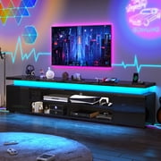 ChVans Extra Long TV Stand for up 100" 110" TVs with Charging Station, LED Entertainment Center Media Console Gaming Sou