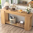 thumbnail image 1 of ChVans 62" Long Console Tables for Entryway, 2-Tier Wooden Narrow Natural Oak Sofa Table Behind Couch, Farmhouse Entryway Table for Entrance, Hallway, Living Room, 1 of 10
