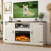 ChVans Farmhouse TV Stand with 26" Fireplace for 65"-75" TVs, 33" Tall Fireplace TV Entertainment Center Stand with Storage for Living Room
