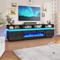 thumbnail image 1 of ChVans Fireplace TV Stand for 90" 95" 100" with LED Light & Outlets, 92.5" Large Entertainment Center Gaming Soundbar Shelf with 50'' Electric Fireplace, 1 of 8