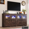 thumbnail image 1 of ChVans LED Farmhouse TV stand for up to 85" TVs with Power Outlet, 74" Large Entertainment Center Console Table, 33.5" Tall Rustic Media Console w/Storage Shelves for Living Room, 1 of 8