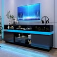 thumbnail image 1 of ChVans LED TV Stand for up to 80" TVs with Power Outlet, Modern Tall Entertainment Center with Storage, High Gloss Gaming TV Media Console with 2 Storage Cabinets for Living Room, Bed Room, 1 of 7
