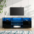 thumbnail image 1 of ChVans LED TV Stand for 55 inch TV, High Glass Modern Entertainment Center with LED Lights and Glossy Cabinets, 1 of 10