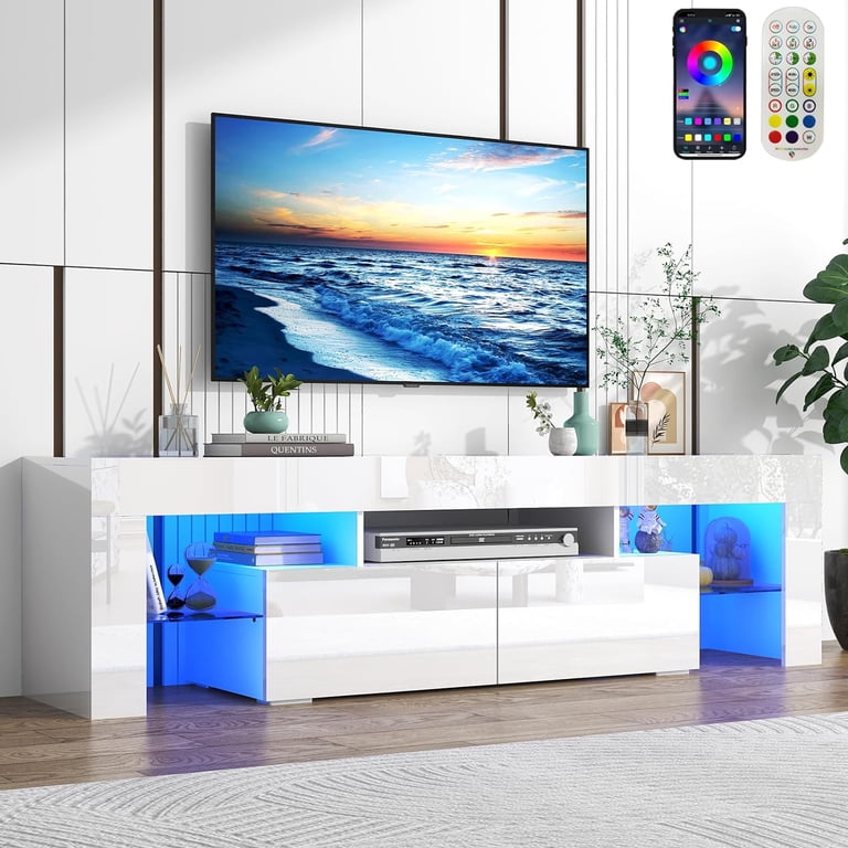 Vans Modern High Gloss LED TV Stand for 65/75/85 Inch TV with
