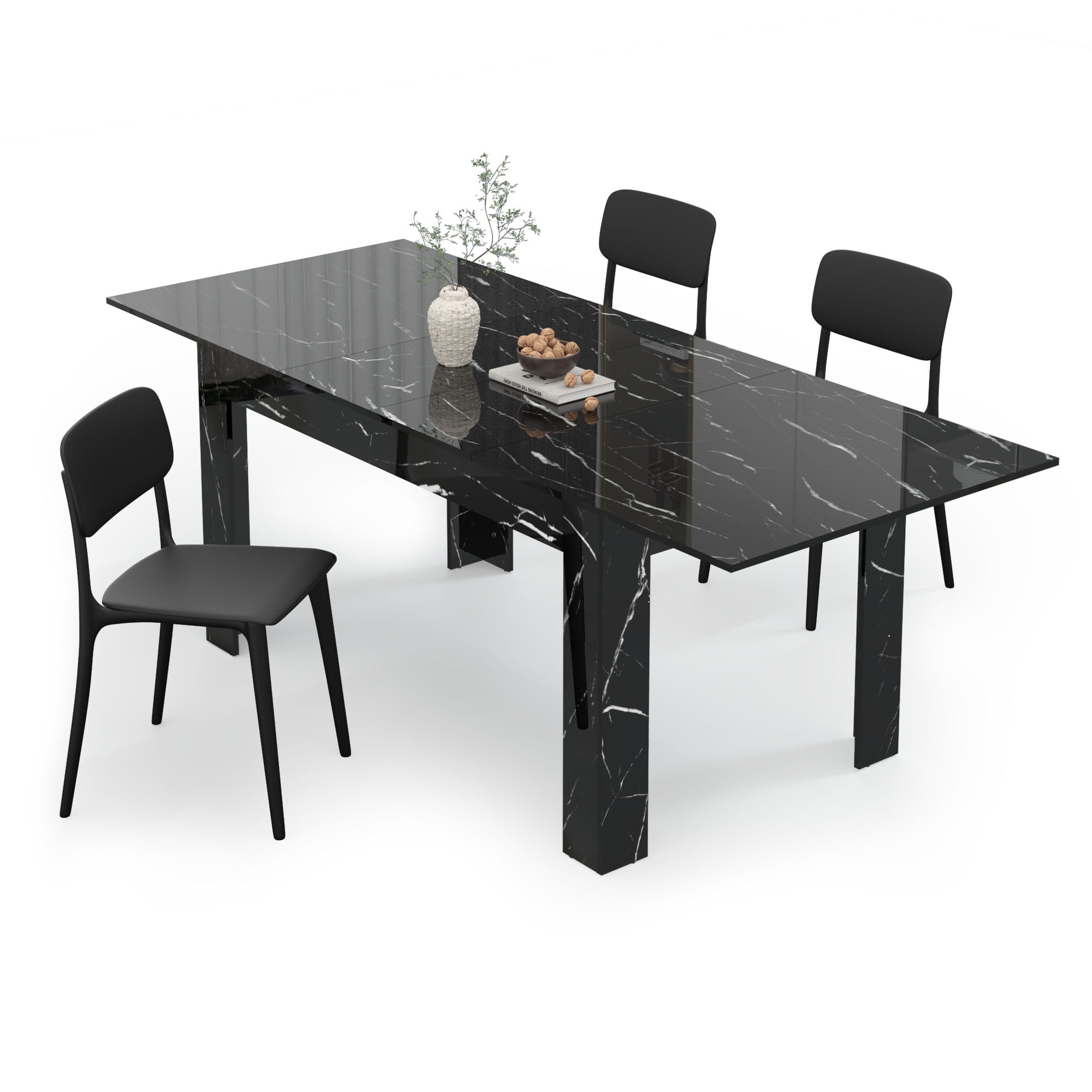 ChVans Large Mobile Extendable Dining Table for 610, Modern Wood