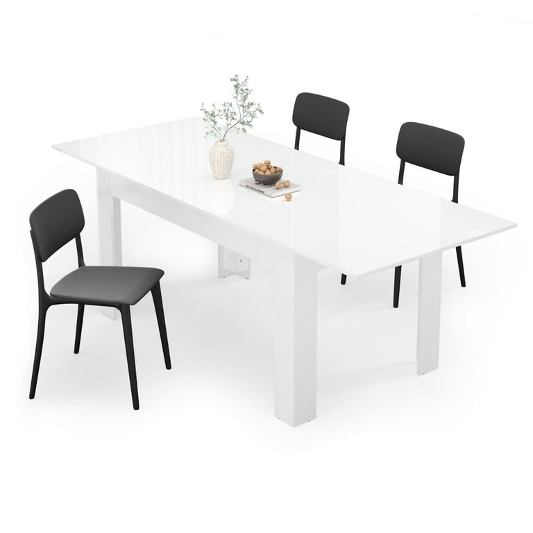 Midvale white and chrome extendable rectangular dining discount table