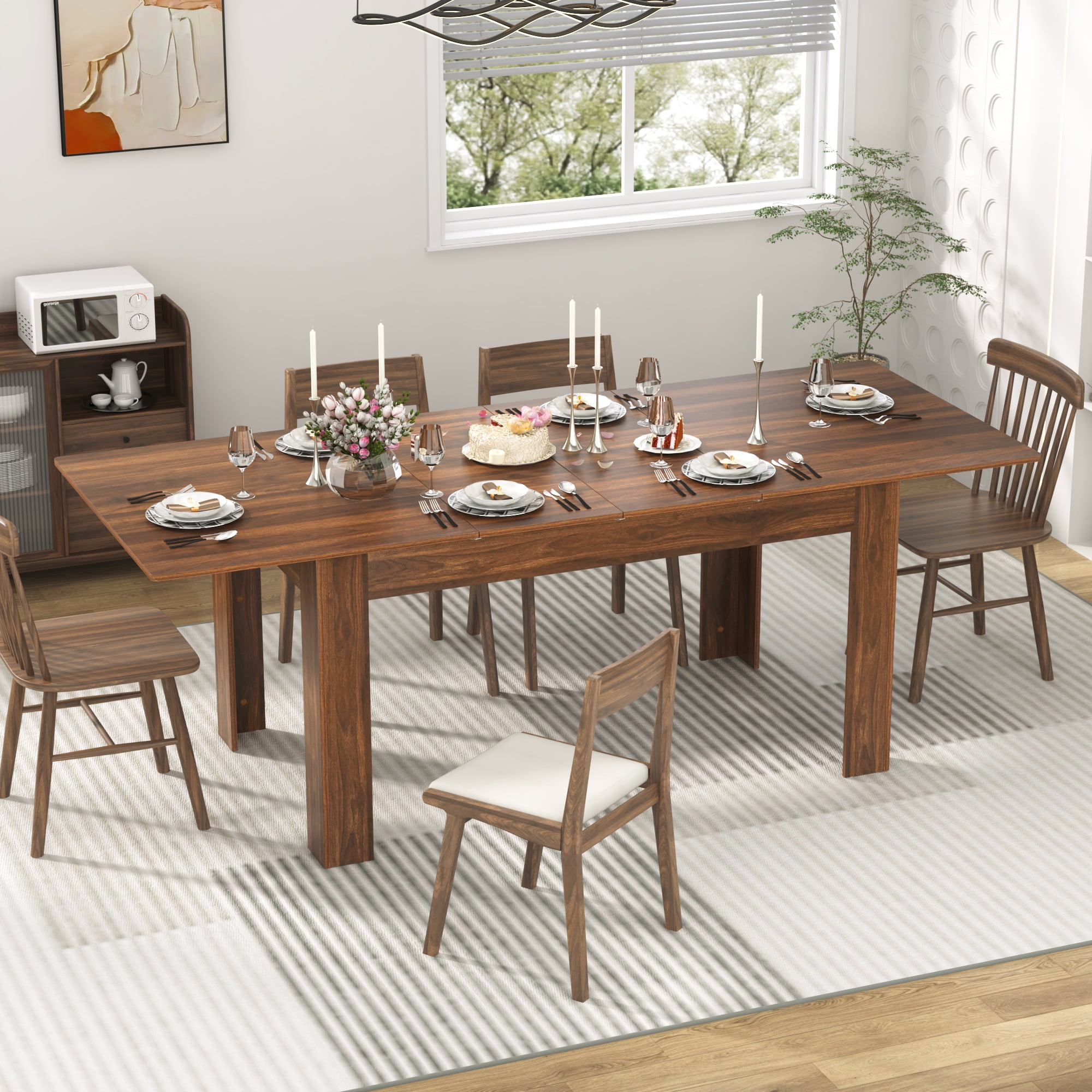 ChVans Large Mobile Extendable Dining Table for 6-10,Modern Wood Kitchen Table Rectangular Table for Dining Room,Living Room - Walmart.com