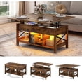 thumbnail image 1 of ChVans Lift Top Coffee Table with LED Lights/Charging Station, 42" Multi-Function Living Room Tables with Storage, Farmhouse Dining Table with Hidden Compartment, 1 of 8