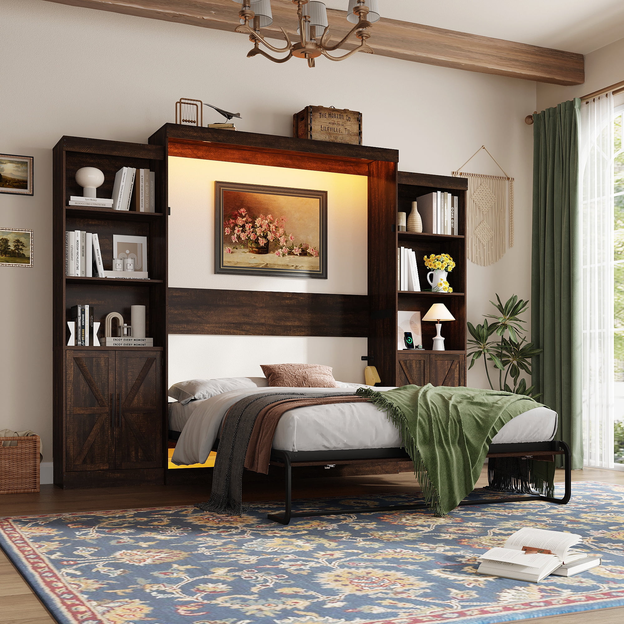 Queen Murphy Wall Bed with 2 Storage Units